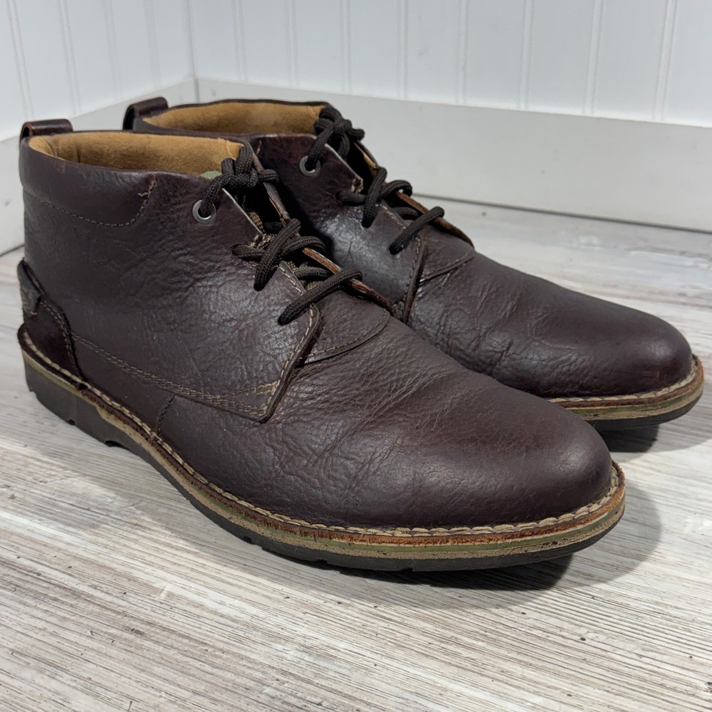 Clarks Men's Edgewick Mid Low Brown Leather Chukka Boots‎ Size 12 M EUC